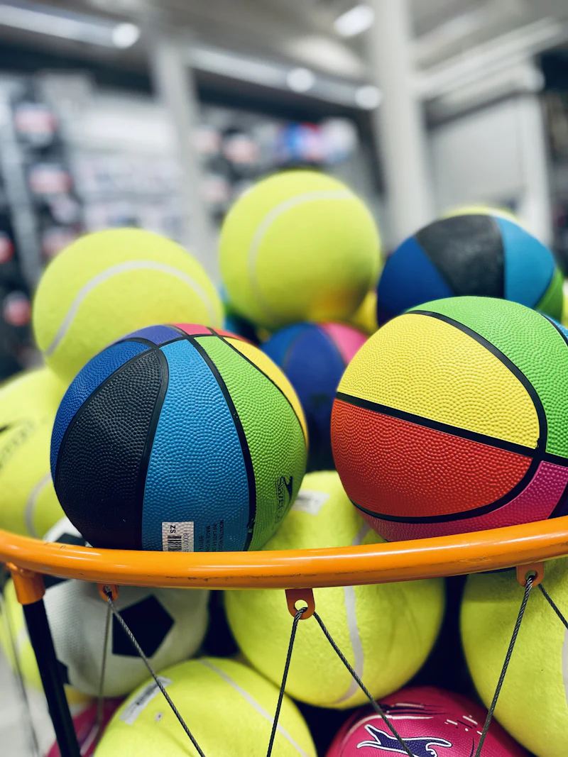 Een mand vol kleurrijke ballen